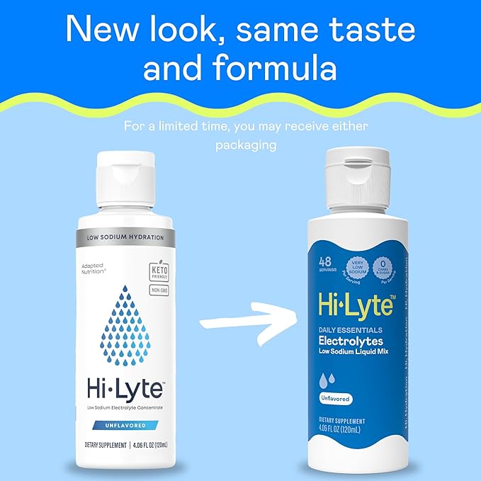 Hi-Lyte Low Sodium Electrolyte Supplement for Immune Support Fasting and Rapid Hydration | 48 Servings | Magnesium Potassium Zinc | Unflavored Mineral Taste Drops