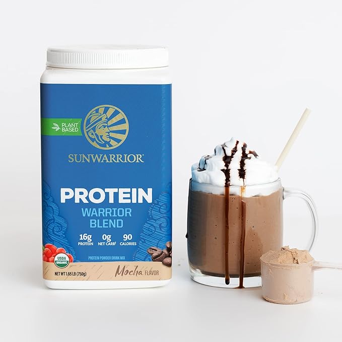 Sunwarrior Mocha &amp Chocolate Organic Plant Based Protein Powder Set | Bundle &amp Save | Vegan Organic Protein Powder | Non-GMO Soy Dairy Filler &amp Gluten Free (32 Servings Chocolate 30 Servi
