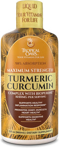 Tropical Oasis Liquid Turmeric Curcumin w/Bioperine - 1650mg Maximum Strength Turmeric Supplement with Black Pepper &amp Vitamin C - 98% Absorption Rate - 32oz