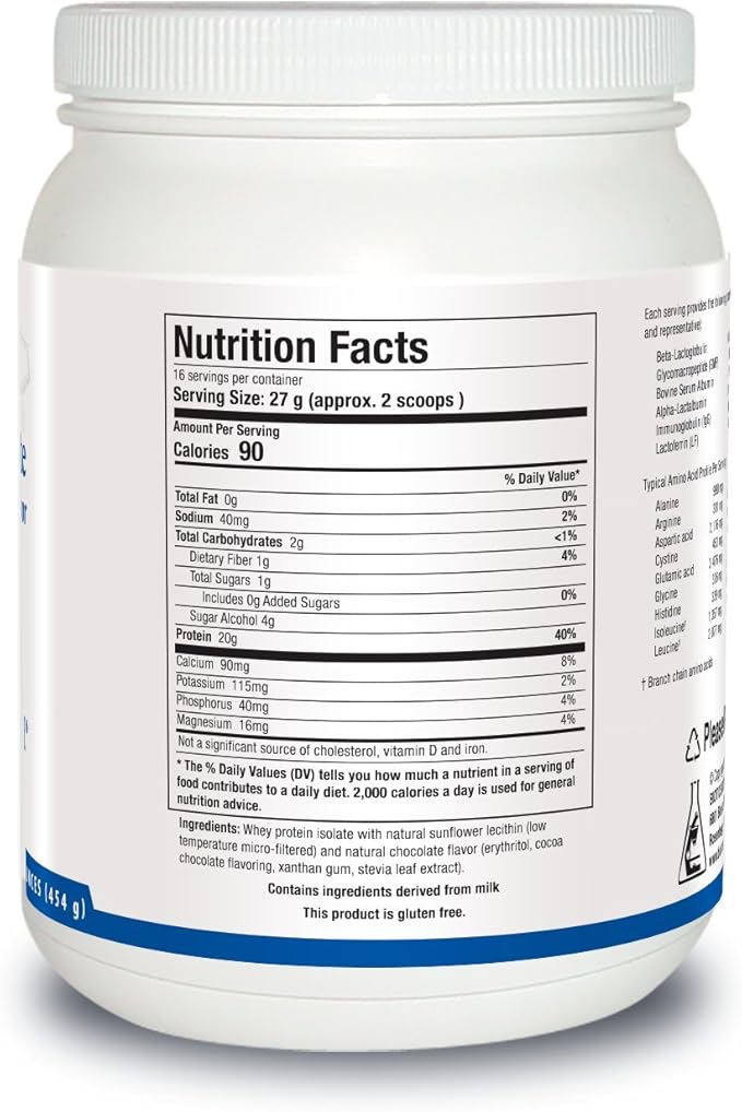 Biotics Research Corporation Whey Protein Isolate 20 Grams - Undenatured Non-GMO Delicious Chocolate Flavor Protein Powder - Support Muscle Growth