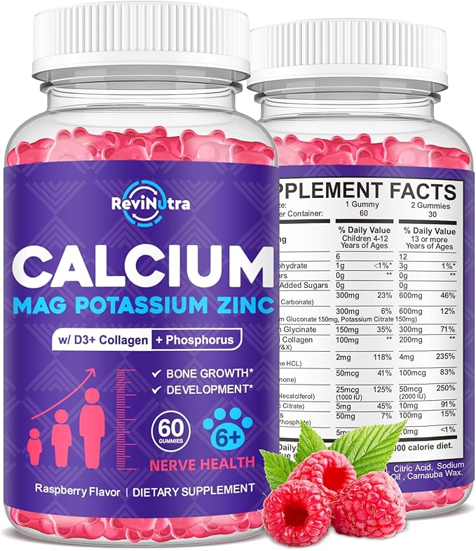 Iron Gummies Supplement for Adults &amp Kids | Calcium Potassium Magnesium Gummies | Bundle