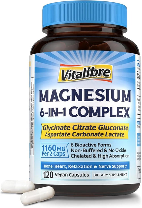 6 in 1 Magnesium Complex Supplement 120ct and 3000mg Equivalent Per Serving Odorless Garlic 180ct