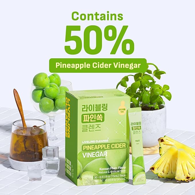 LIVELING] Apple&ampPineapple Cider Vinegar Duo pack3 Natural Cleanse with Premium Nutritional Ingredients pH Balance Zero Sugar Easy Cut &amp Easy Mix (60 Sticks)