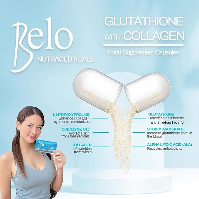 Belo Glutathione with Collagen Food Supplement Capsules for Healthy Skin and Immune Support - 30 Capsules