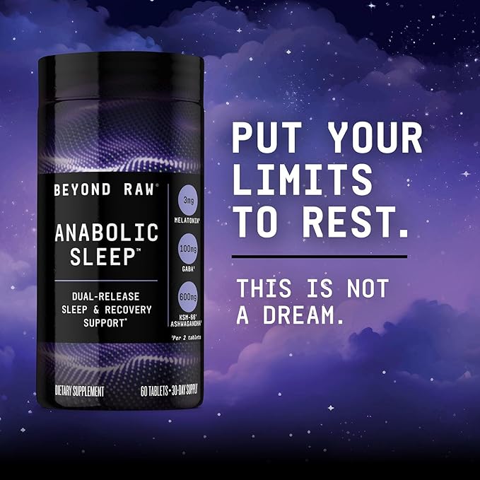 BEYOND RAW Anabolic Sleep Duel-Release Stress Sleep &amp Recovery Support 60 Count