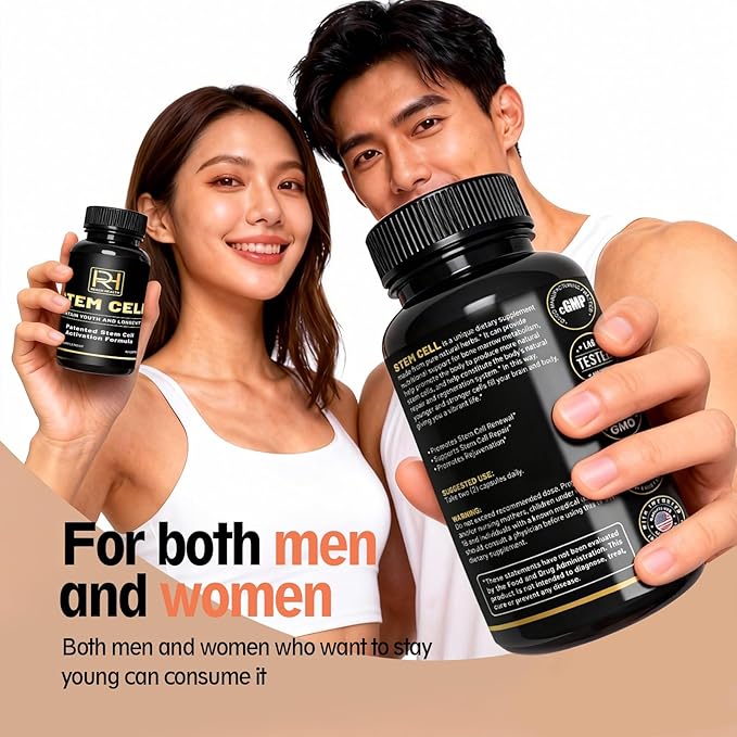 Stem Cell Activation Formula 60 Capsules with Vitamin D and B12 Youth and Longevity Support Maintain Youth and Longevity Patented StemCell Activation Fomula (2 Bottle (120 softgels))