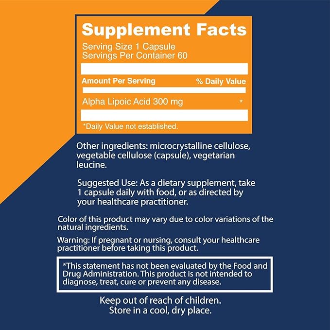 I'm Powered Alpha Lipoic Acid Supplement 300mg Antioxidant Support 60 Capsules