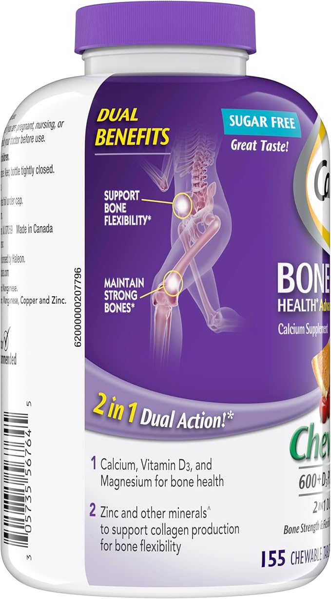 Caltrate Chewables 600 +D3 Plus Minerals Calcium and Vitamin D Sugar Free Cherry Orange and Fruit Punch 155 count