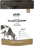 MK Supplements Grass-Fed Collagen &amp Colostrum Powder | 10g Collagen + 3g Colostrum (IgG 21%) Per Serving | Chocolate Flavor + Monk Fruit | Gut Skin &amp Joint Support | 30 Servings