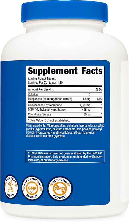 Nutricost Glucosamine 1800mg with Chondroitin &amp MSM 240 Tablets 120 Servings - Non-GMO Gluten Free
