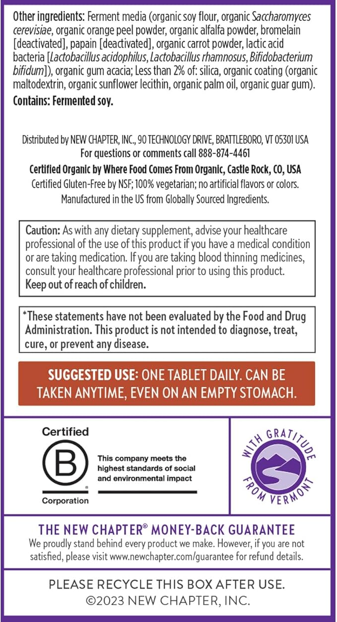 New Chapter Men’s Multivitamin B6 Extra B12 D3 Vitamin C &amp Zinc Immune Heart Cellular Energy and Brain Health Gentle on The Stomach One Daily Non-GMO Gluten-Free 18+ 72 Tablets