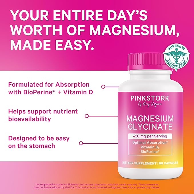 Pink Stork Mood + Women's Wellness Bundle - Magnesium Glycinate + NAD+ Natural Calm Sleep Cell Regeneration Skin Health Energy Cognitive Wellness