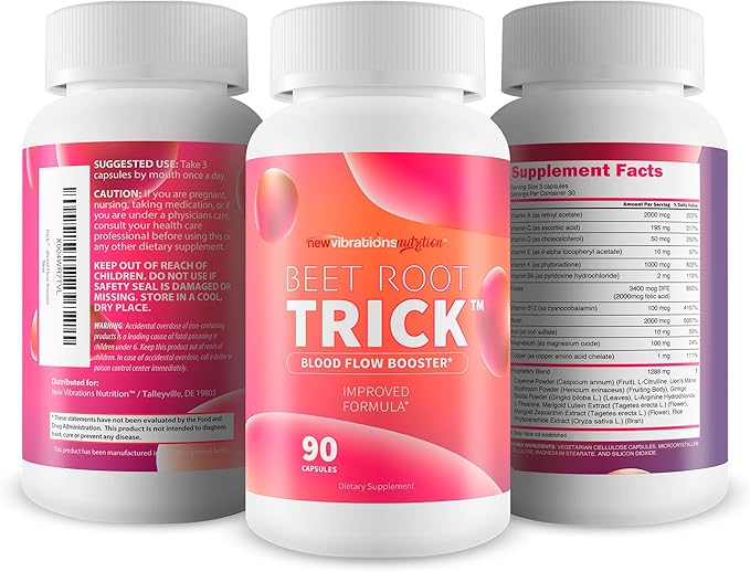 Beet Root Trick - Our Best High Pressure Pills for Advanced Blood Flow - Natural Nitric Oxide Vasodilator Formula - Vitamin Blood Flow Vein Circulation Supplement - Circulation and Vein Supplements