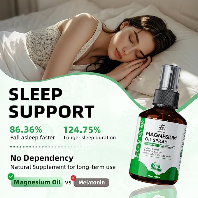 2 Pack Magnesium Oil Spray - Magnesium Spray for Feet &amp Body Leg Cramps Joint Health &amp Sleep Support Nourish Skin - Topical and Natural Oil 4oz