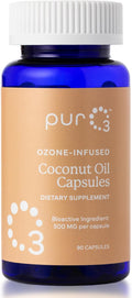 PurO3 Coconut Oil Capsules - High Potency Pure Ozonated Oils for Immune Support &amp Wellness Benefits - Organic Oxygen Infused Supplement - 90 Veggie Softgels