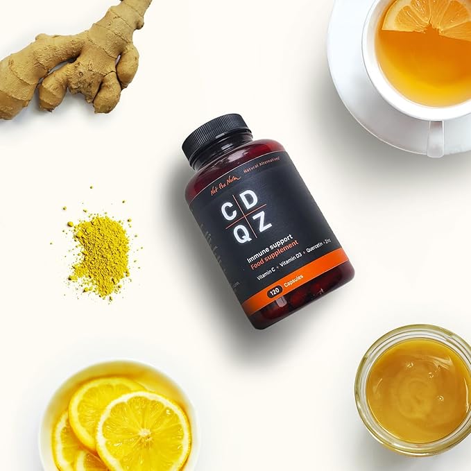 CDQZ - Quercetin Zinc Vitamin C Vitamin D3 - Immune Support - 120 Capsules - Plastic-Free Packaging