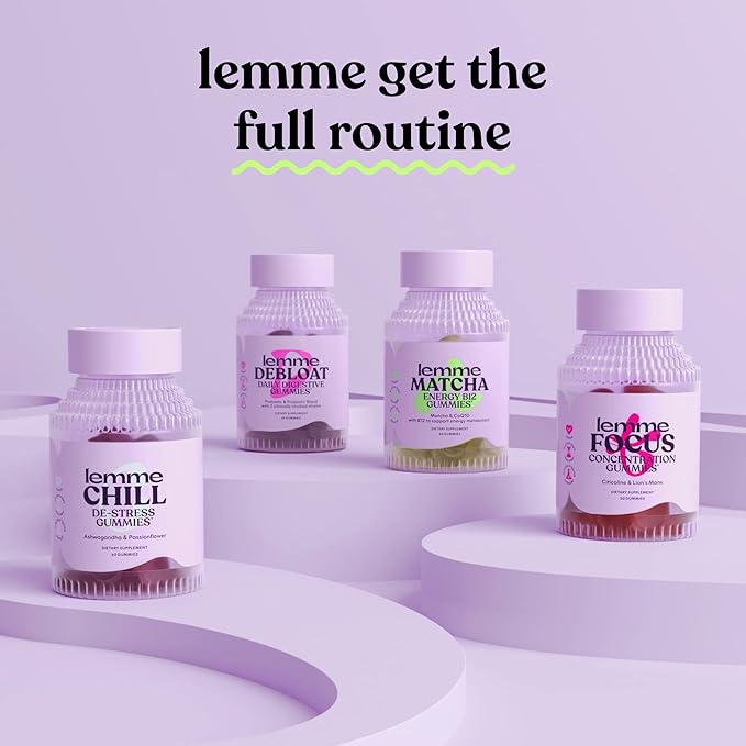 Lemme Chill Stress Relief Gummies with 300mg KSM-66 Ashwagandha Lemon Balm Passionflower &amp Goji to Support Relaxation Healthy Cortisol &amp Sleep - Gluten-Free Non-GMO Mixed Berry (60 Count)