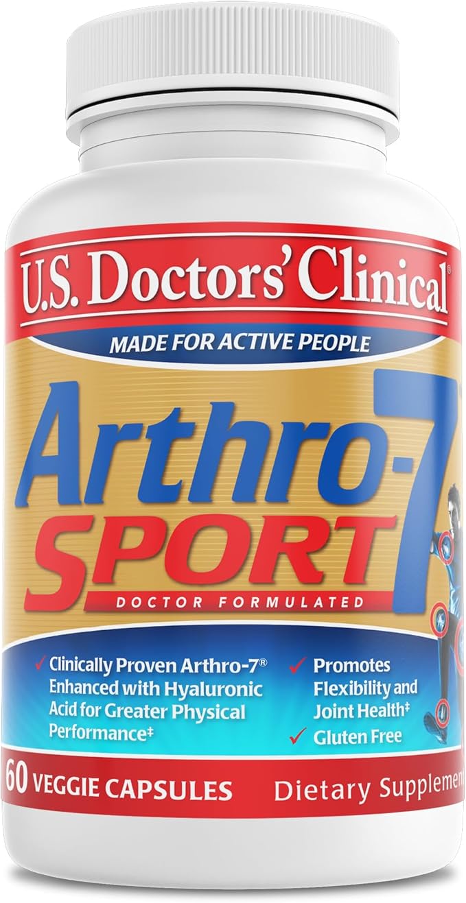 U.S. Doctors’ Clinical Arthro-7 Sport - Clinically Proven AR7 Blend + 100mg Hyaluronic Acid &amp Vitamin C for Flexibility Mobility &amp Strong Cartilage - 60 Capsules - 15/30-Day Supply