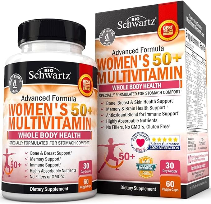 BioSchwartz Probiotic Menopause Supplement for Women (2 Month Supply) Plus Daily Multivitamin for Women 50 &amp Over (1 Month Supply)