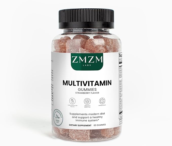 Multivitamin Gummies – Strawberry Flavor 60 Gummies Vegan Gelatin-Free Halal-Friendly Daily Vitamin Supplement