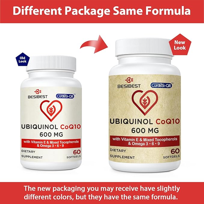 Ubiquinol CoQ10-600mg-Softgel Active Coq10 Ubiquinol Supplement with Vitamin E &amp Omega 3 6 9 High Absorption-Coenzyme-Q10 Powerful Antioxidant for Energy Production Tested 360 Count