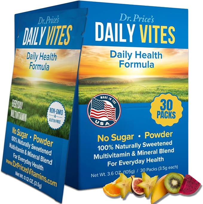 Dr. Price's Multivitamin for Women and Men | Tropical 30 Servings | Daily Supplement Powder with Vitamin C B Complex &amp Minerals | Sugar Free Drink Mix | Doctor-Formulated Made in USA Non GMO