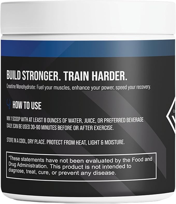 Creatine Monohydrate - Pure &amp Unflavored Creatine Powder - Vegan Gluten Free No Additives Non-GMO - Easy-Mix Formula for Strength &amp Performance Support - 5 g per Serving - 50 Servings