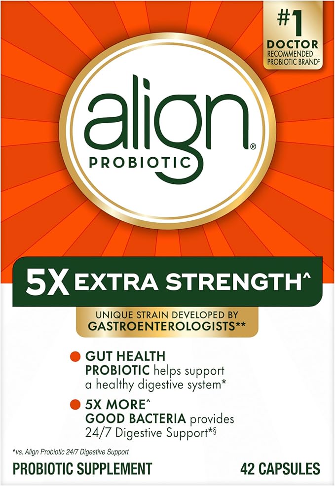 Align Probiotic Extra Strength Probiotics for Women and Men Probiotics for Men Probiotic Capsules have 5X CFUs 42 Capsules