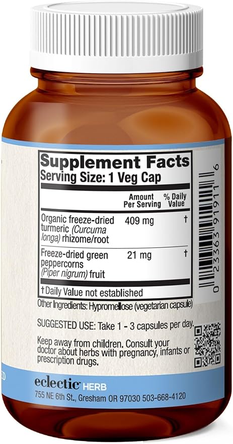 Eclectic Turmeric &amp Pepper Freeze Dried Vegetables with Glass Blue Peppermint 90 Count