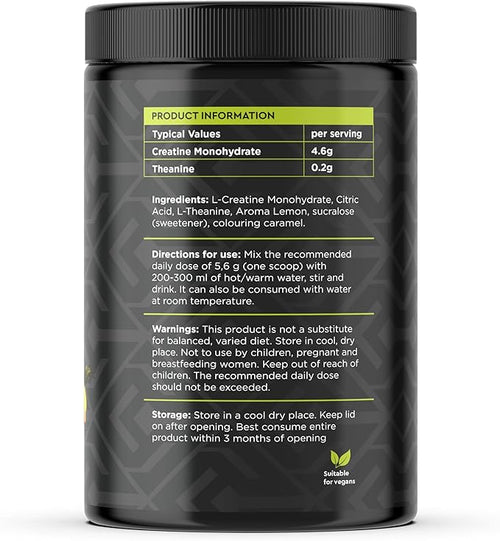 100% Creatine Monohydrate Powder - Lemon Flavor 500g - Vegan Boosts Muscle Gain Strength &amp Performance - Tea Experience