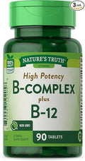 Nature's Truth High Potency B-Complex Plus B-12 90 90 Count (Pack of 3)
