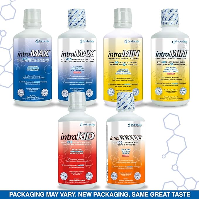 Drucker Labs -intraIMMUNE Organic Liquid Daily Immune &amp Defense Support Multivitamin Elderberry Echinacea Zinc Vitamin D C E Vegan Non GMO Gluten Free (32 oz. Sugar Free Peach Berry)