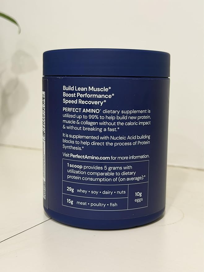 BodyHealth PerfectAmino Powder - BCAA and EAA Powder for Pre and Post Workout - Amino Acid Energy Drink for Men and Women to Support Lean Muscle and Recovery - Strawberry - 60 Servings