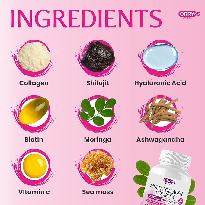 Hydrolyzed Collagen Peptides for Women &amp Men – Type I II III V X Multi Collagen Complex with Biotin VIT C Hyaluronic Acid &amp 92+ Trace Minerals for Hair Skin Nail &amp Joint Support– 9