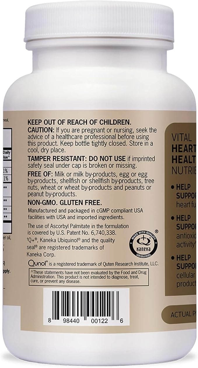 Qunol Plus Ubiquinol CoQ10 100mg with Omega 3 Fish Oil 250mg Extra Strength Antioxidant Supplement 90 Count
