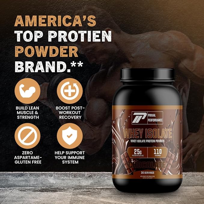 Whey Protein Isolate Powder – 25 g Lean Protein – Low Carb Keto-Friendly Chocolate – Fast Absorption with Digestive Enzymes – 30 Servings