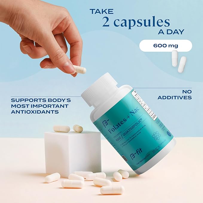 B-FIT NAC + Marine Magnesium - N-Acetyl Cysteine - High Bioavailability Magnesium Supplement - Natural &amp Additive-Free