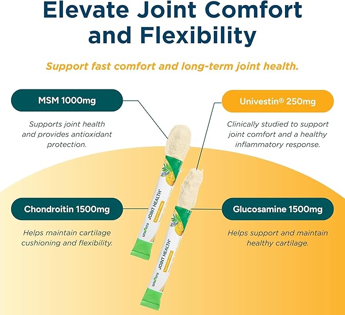 Glucosamine Chondroitin MSM and Univestin All-in-one Joint Support Easy to Carry Mango Flavor (30-Day Supply)