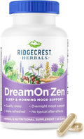 Ridgecrest Herbals DreamOn Zen Sleep Support Supplement Melatonin Free Magnesium 5-HTP Lavender Chamomile Valerian Lemon Balm for Adults and Children 12+ (60 Caps 30 Serv)