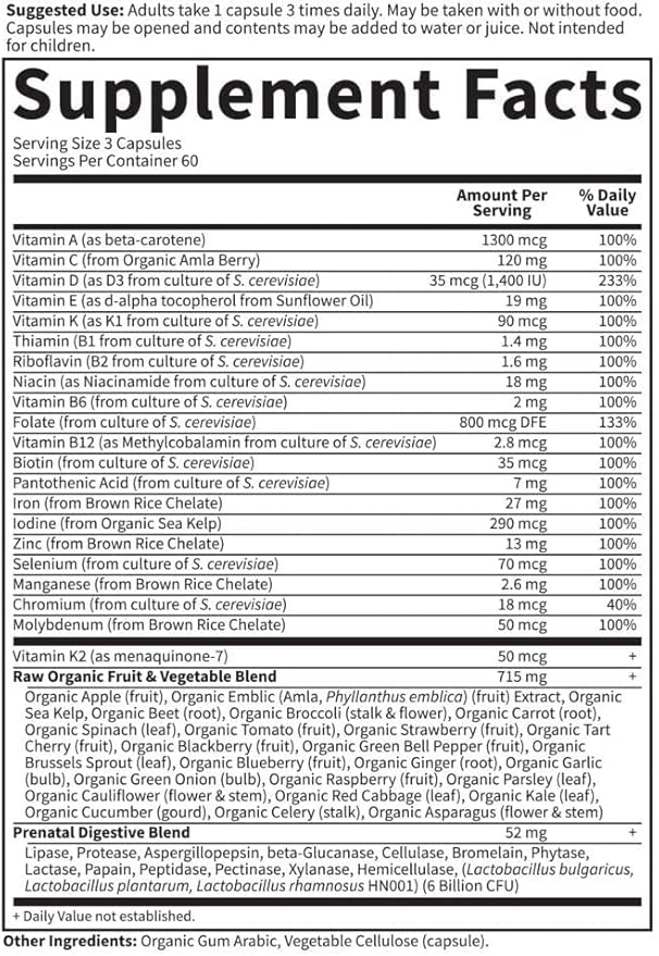 Garden of Life Vitamin Code® RAW Prenatal™ 180 Vegetarian Capsules (Pack of 2)