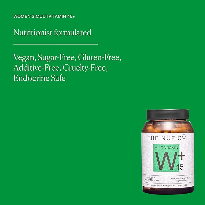 The Nue Co. Women's MULTIVITAMIN 45+ Supplement- Supports Energy Immunity Focus Vegan Gluten Free 60 Capsules