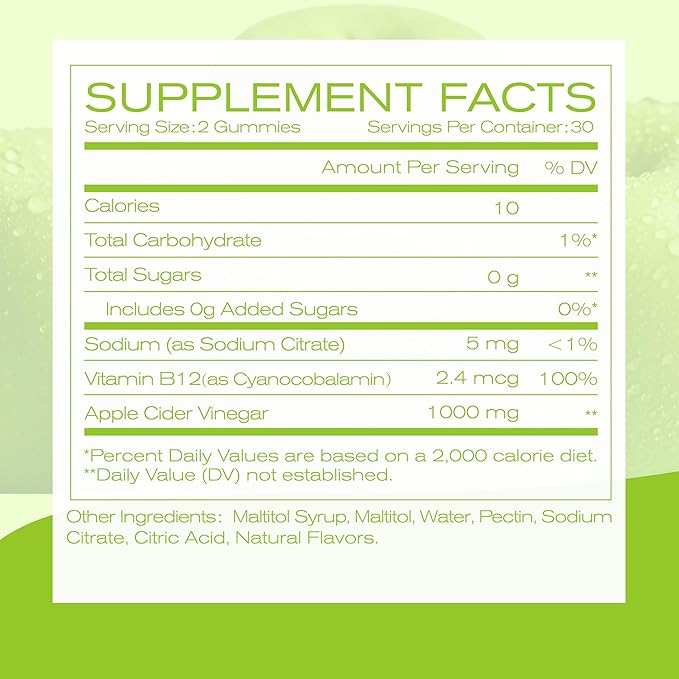 NEWELLME ACV Gummies with the Mother &amp B12 – Sugar-Free Great-Tasting Vegan Gummies for Digestion Metabolism &amp Daily Energy Support 120 Count