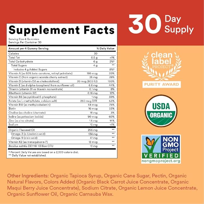 SmartyPants Organic Kids Multivitamin Gummies: Probiotics &amp Nature's Way Sambucus Elderberry Immune Gummies