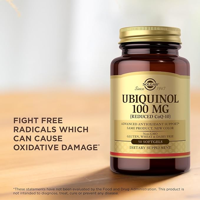 Solgar Ubiquinol 100 mg (Reduced CoQ-10) - 50 Softgels - Advanced Antioxidant Support - Non-GMO Gluten Free Dairy Free - 50 Servings
