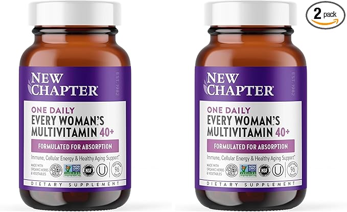 New Chapter Women’s Multivitamin 40+ Extra B6 &amp B12 Biotin for Hair Growth D3 VIT C Zinc for Immune &amp Stress Support Gentle on an Empty Stomach Non-GMO Gluten-Free 96 Tablets (Pack o