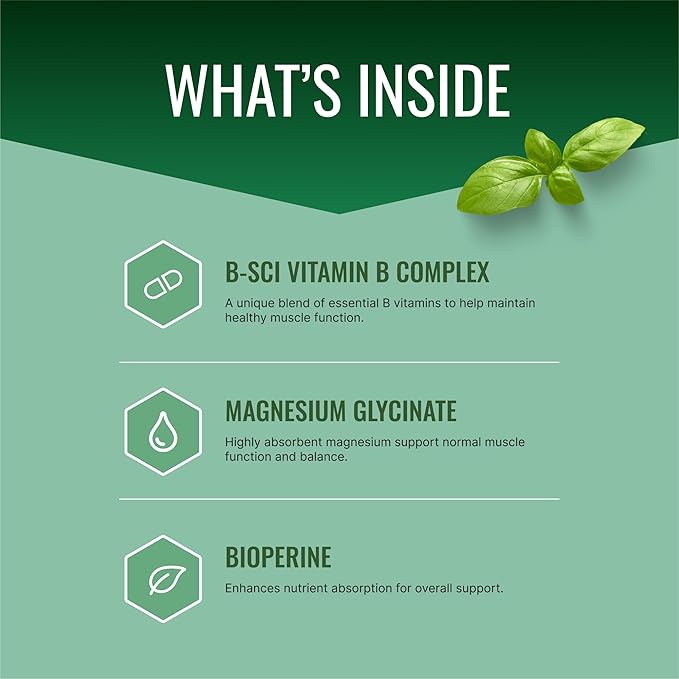 Approved Science Cramprin - High Absorption Magnesium Vitamin B Complex BioPerine - Muscle Cramps - 1 Month Supply - 60 Capsules - Vegan