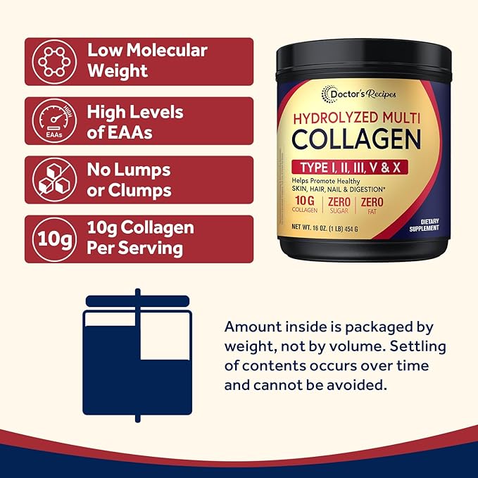 Doctor’s Recipes Multi Collagen Peptides Powder + Ultra Vitamin B Complex Bundle Grass-Fed Hydrolyzed Protein Types I II III V X Unflavored Easy-to-Dissolve Collagen All 8 Essential B Vitamins with
