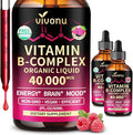 VivoNu Vitamin B Complex Liquid Drops Methylated Vitamin B12 6000 mcg B1 B6 B3 B5 B2 Folate Biotin Magnesium Zinc CoQ10 for Metabolism* &amp Energy Support Raspberry Flavor - 2 Bottle