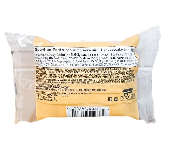 Low Carb Protein Cheesecake Bars | High Protein Gluten-Free Clean Ingredients Snack Bars (20 Original)