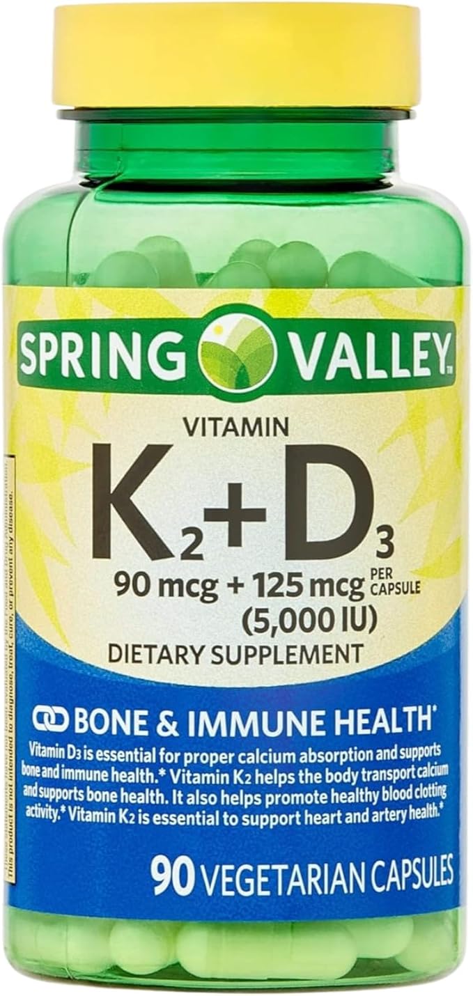 Unique Bundle Store Vitamin D3 K2 5000 IU – 90 Vegetarian Capsules High Potency D3 with K2 Supplement Vitamina D3 con K2 Formula for Bone and Immune Support (Pack of 1)